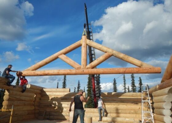 log-truss-being-installed-in-alaska